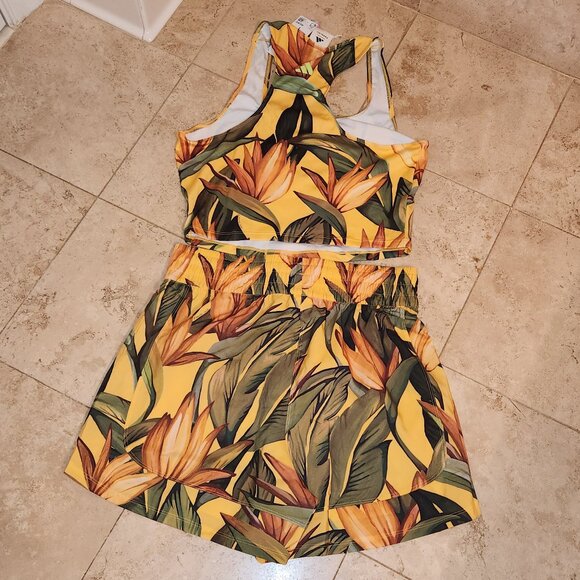 NWT Farm Rio Adidas birds of paradise semi spark short and tank top set - Size L - Picture 5 of 5